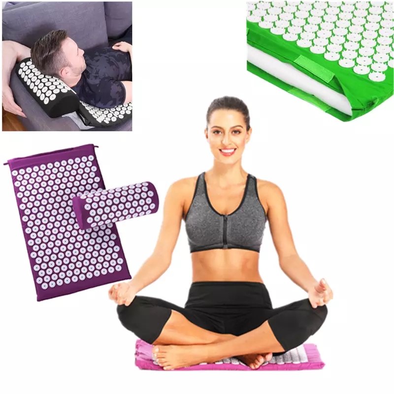مدلك اليوغا حصيرة وسادة العلاج - مراجعة Acupressure Mat Set وسعره
